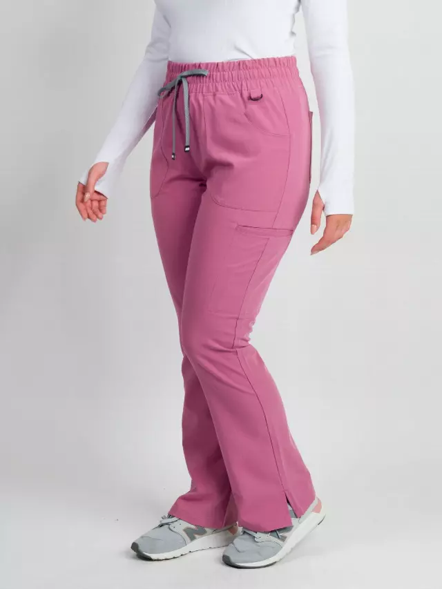 Sydney | High Waisted Slim Flare Scrub Pants — Mauve / 2XL