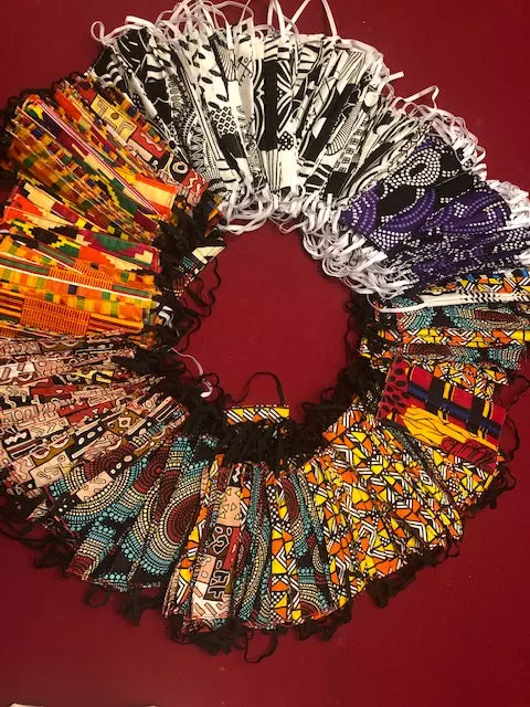 100% Wax Cotton - African Face Masks - 6 pcs in a pack - ON SALE - $2 Each — Assorted / Assorted