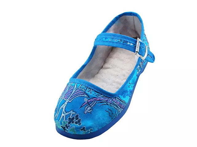 T2-119-I - Child's Satin Brocade Upper Classic Mary Jane Shoes — Turquoise (T2-119-I-Q) / 21-26 Assorted