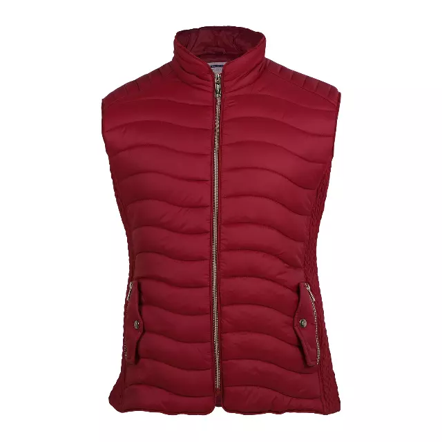 Women’s Solid Berber Lined Puffer Vest with Expandable Sides Plus Size- Style #LV1701X - $11.90/Unit 12 PC — S-XL (WHOLESALE) / Burgundy