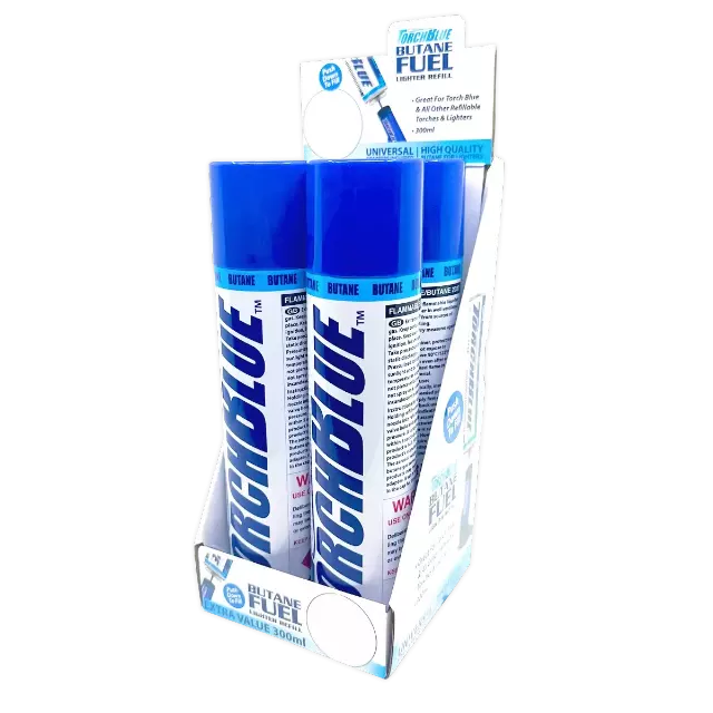 300ML Bulk Torch Blue Butane Refill- 4 Pieces Per Retail Ready Display 41666