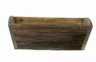 WB1239-14 – 12” x 6” Wide antique wash wood planter (4 “ deep ) W/L-“each”-Min 6-Case 24 pcs