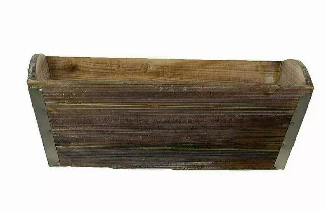 WB1239-14 – 12” x 6” Wide antique wash wood planter (4 “ deep ) W/L-“each”-Min 6-Case 24 pcs