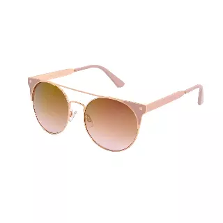 Retro Round Sunglasses with Two-Tone Metal Frame with Corner Stud Detail HJ10118