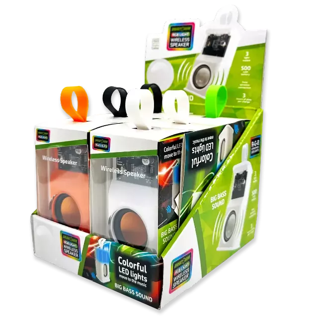 Wireless Speaker Transparent with LED Lights - 6 Pieces Per Retail Ready Display 23870