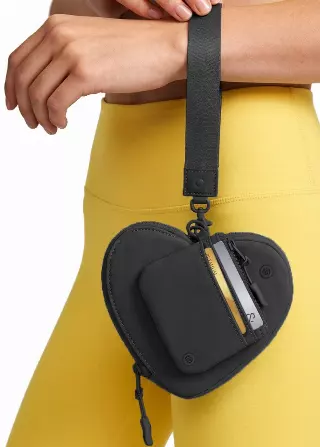 Joan & David The Hold-All Sport Nylon 3 Piece Set Heart Zip Pouch, Card Case & Lanyard Key Chain — 367-BLACK