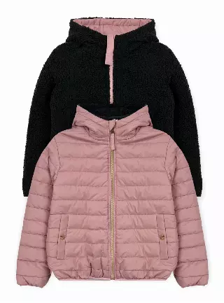 Girls' Reversible Jacket With Sherpa Lining #97 — Mauve / 4-5-6-6X