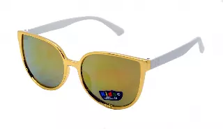 Kids' Metallic Gold Cat-Eye Sunglasses with Colorful Temples K10045