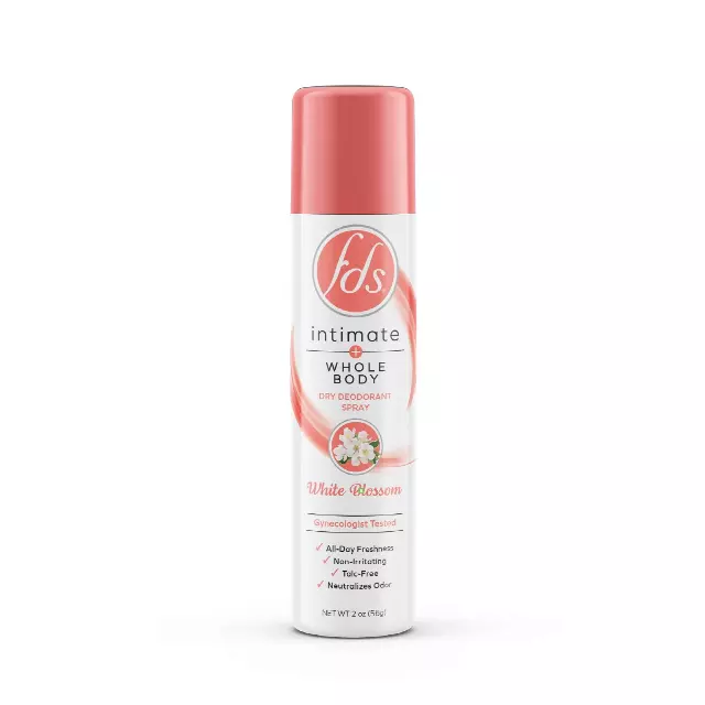 FDS Intimate + Body Dry Feminine Deodorant Spray, White Blossom, 2 oz