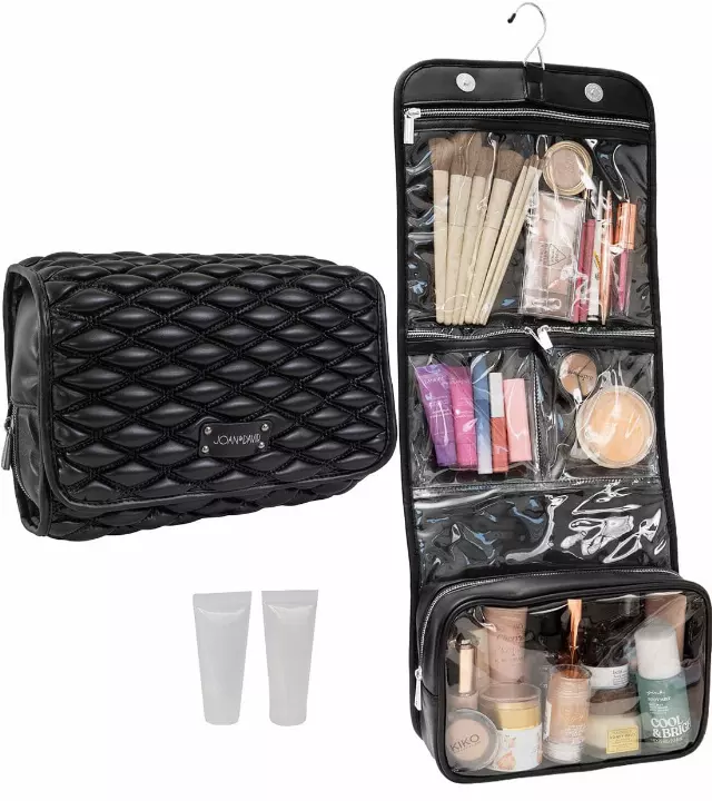 Joan & David The Bubble Quilted Roll Hanging Makeup Toiletry Bag — 100-BLACK