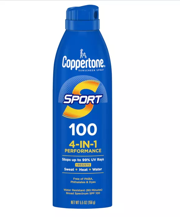Coppertone SPORT Sunscreen Spray SPF 15, 5.5 FL OZ | Spray Sunscreen Broad Spectrum SPF 15, Sweat, Heat and Water Resistant, PABA, Oxybenzone, Octinoxate, Paraben and Dye Free
