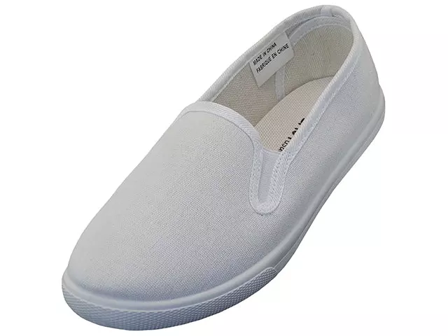 S316G - Children's "Easy USA" Slip on Twin Gore Canvas Shoes — White (S316G-W) / 11-4 Assorted