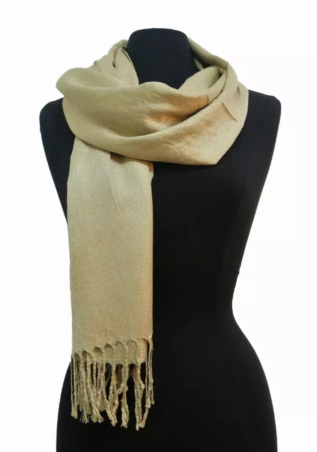1084 Solid Color Metallic Pashmina — Camel