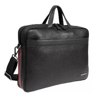 Boarding Pass Hey Handsome 18" Pebble Grain Genuine Leather Briefcase - Black