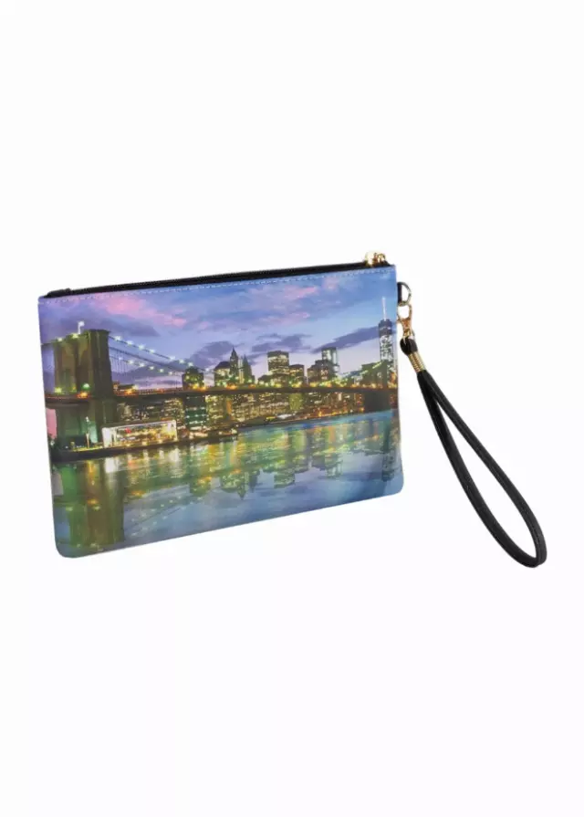Rebecca & Rifka New York City Skyline Print Zip Wristlet