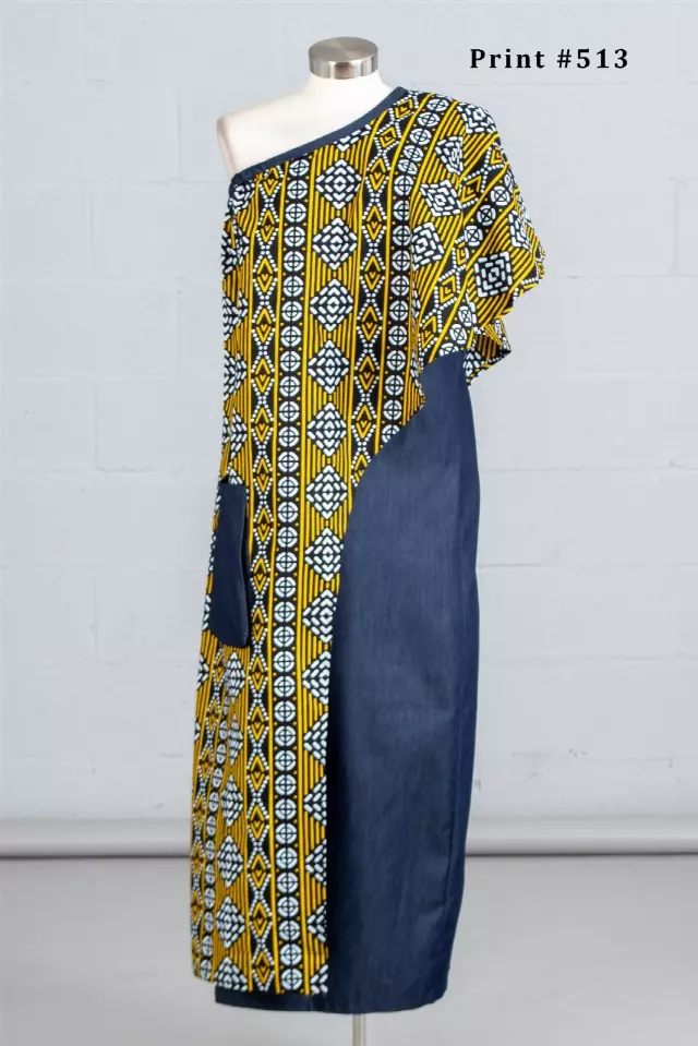 7505 - African Print/Denim Duster (3/pk) Free Size - $20.00 Each — Free Size / Print-513