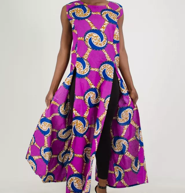 253 - African Print Split Carwash Tunic (3/pk) Free Size ON SALE!!!- $10.00 Each — Free Size / 336