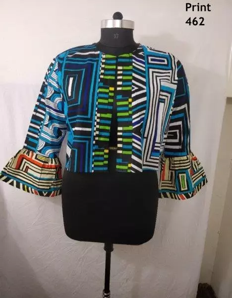 9030 - African Print Ruffle Sleeve Jacket (3/pk) Free Size - ON SALE!! $10.00 Each — Free Size / Print-462