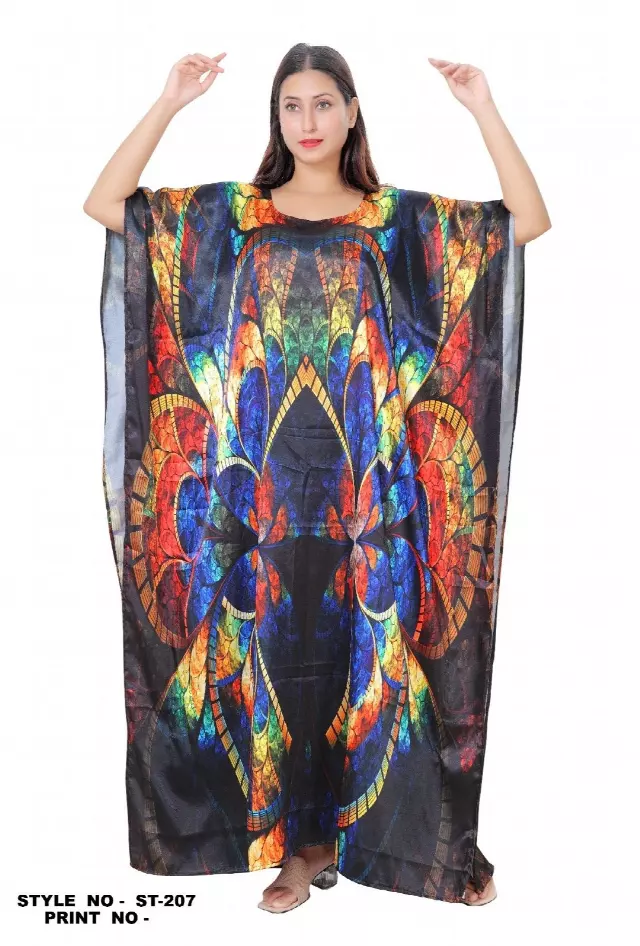 ST - Satin Abtract Kaftan - (3 Pcs Pre pack) - $10 Each — One Size (4-22) / Noir