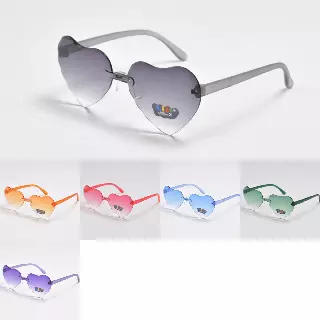 Kids' Rimless Heart-Shaped Sunglasses with Transparent Gradient Lens K10600
