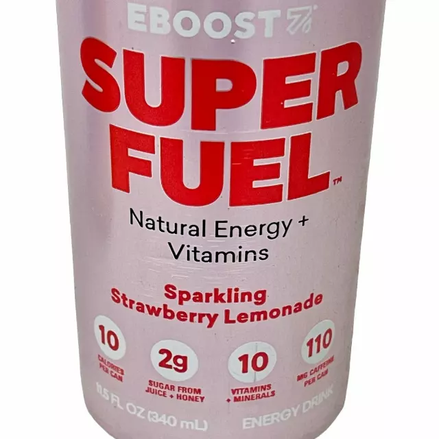 EBOOST Super Fuel Natural Energy Vitamins Sparkling Drinks 12x/ Case Orange Mango & Strawberry Lemonade Shelf Stable (as-is) Best By: 7/24 — Strawberry Lemonade