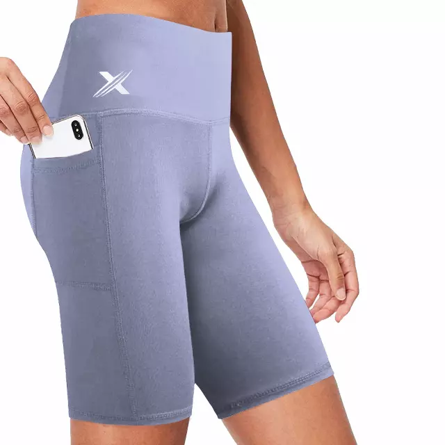 Women's High Waist Performance Yoga Shorts — Periwinkle / Medium