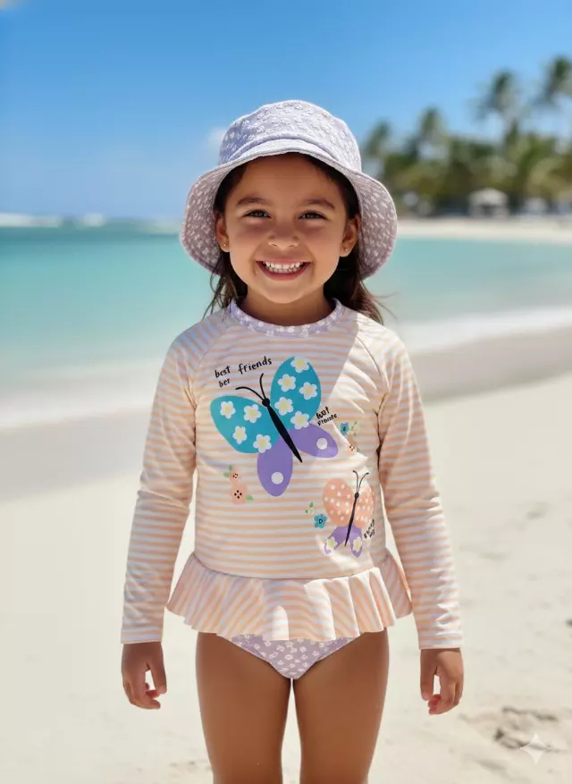 H3161 Long Sleeve Butterfly Kids — Striped / 5T