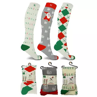 Holiday Fun Knee High Compression Socks - 3 ASST STYLES — Large/XL · SKU EF-3VALCS-L
