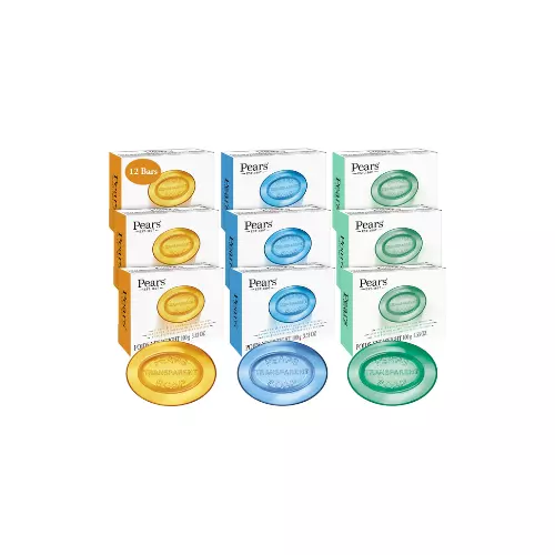Pears Soap Variety 12-Pack – Amber, Blue & Green – 3.53 Oz Each
