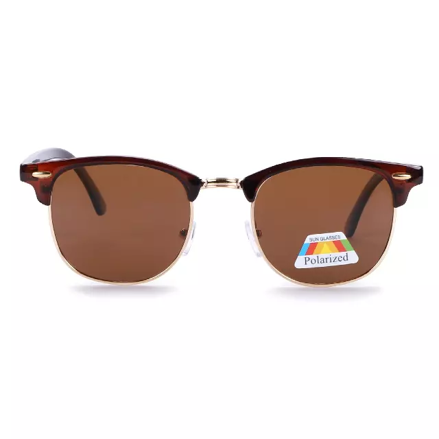 Classic Browline Polarized Sunglasses with Silver Side Rivets PL1947