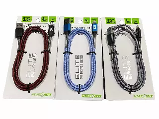 Charging Cable Elite Indestructible USB to Lightning 3FT 2.4 Amp - 3 Pieces Per Pack 22323
