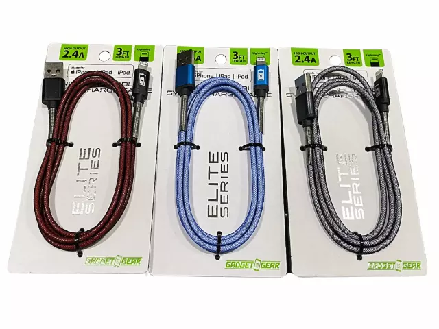 Charging Cable Elite Indestructible USB to Lightning 3FT 2.4 Amp - 3 Pieces Per Pack 22323