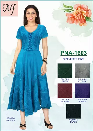 PNA-1603 - Summer Short Sleeves Stonewash Ankle Dress - (6-PCS PRE-PACK) ($18 Each)