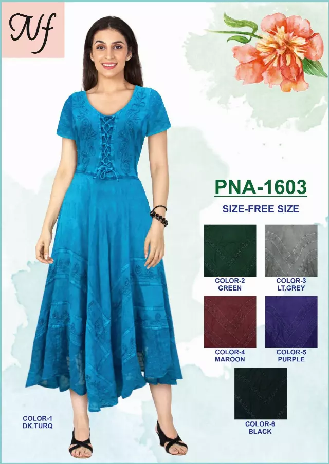 PNA-1603 - Summer Short Sleeves Stonewash Ankle Dress - (6-PCS PRE-PACK) ($18 Each)