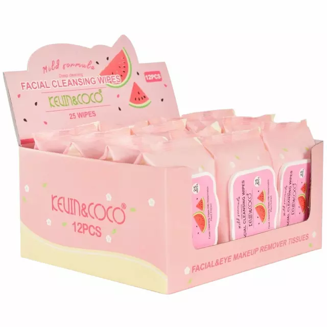 Kevin & Coco Facial Cleansing Wipes Watermelon - Wholesale 12 Units (KC1282-W)