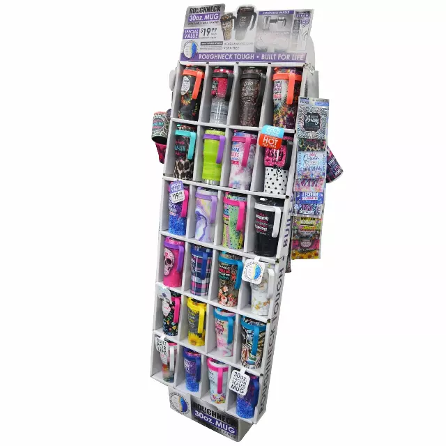 30 oz Insulated Stainless-Steel Cup with Handle Assortment Floor Display - 54 Pieces Per Retail Ready Display Kit 88408
