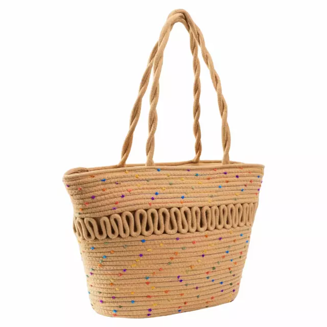 Magid Confetti Woven Twist Shoulder Tote — 293-TOAST