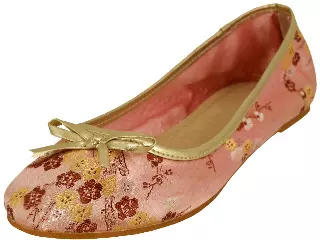 S9200L - Women's "Easy USA" Satin Brocade Ballet Flat Shoes — Pink (S9200L-P) / 5-10 Assorted