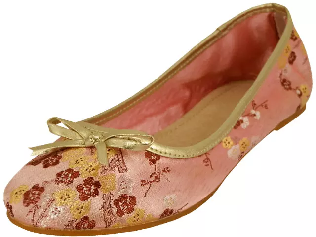 S9200L - Women's "Easy USA" Satin Brocade Ballet Flat Shoes — Pink (S9200L-P) / 5-10 Assorted