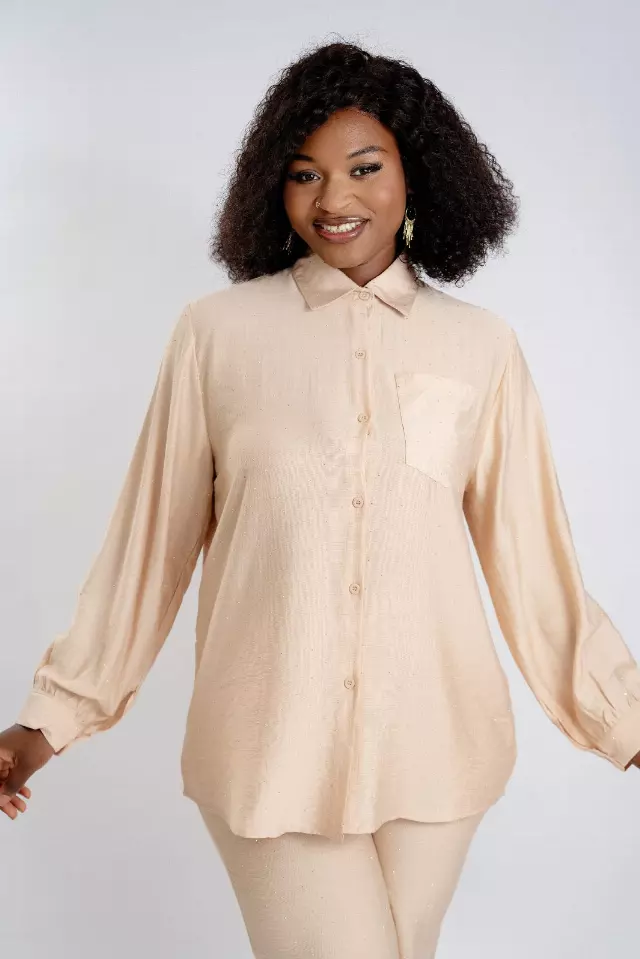 25055 - 2-Pcs Button Down Collared Top & Pant Set - $25.00 Each (2 pcs per pack) — Khaki