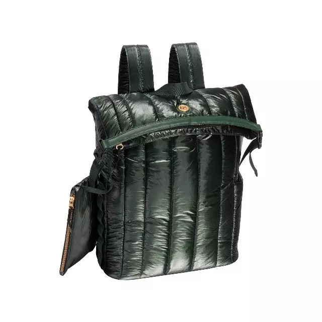 Joan & David Tubular Quilted Metallic Puffer Nylon 18-Inch Workbook Backpack — 243-EMERALD · SKU JDB2899-243-EM