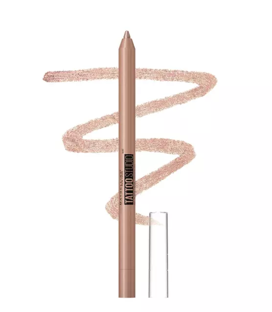 MAYBELLINE New York Tattoo Studio Long-Lasting Sharpenable Eyeliner Pencil, Glide on Smooth Gel Pigments with 36 Hour Wear, Waterproof Rose Quartz 0.04 oz