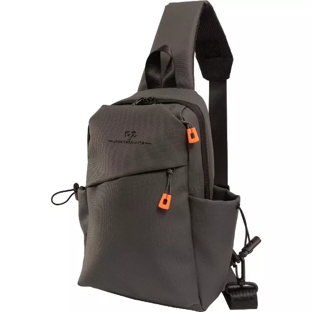 The Indio | 14-In Textured Tarpaulin Crossbody Sling Bag — CHARCOAL