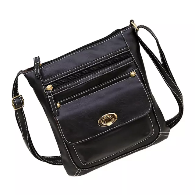 Crossbody Buckle Messenger Bag — Black