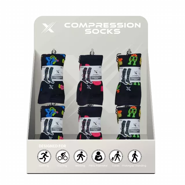 24-PAIRS COMPRESSION SOCKS WITH FREE DISPLAY · SKU XX-DISPLAY-ENR