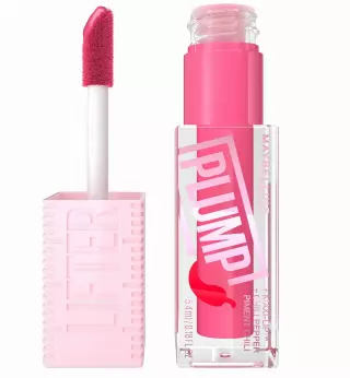 MAYBELLINE Lifter Gloss Lifter Plump, Plumping Lip Gloss with Chili Pepper and 5% Maxi-Lip, Pink Sting, Sheer Bubblegum Pink, 1 Count