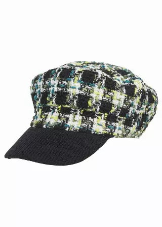 Magid Tweed Plaid Bouclé Cadet Cap