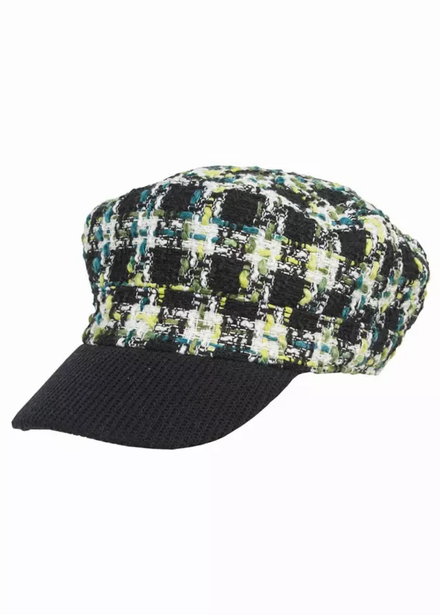 Magid Tweed Plaid Bouclé Cadet Cap