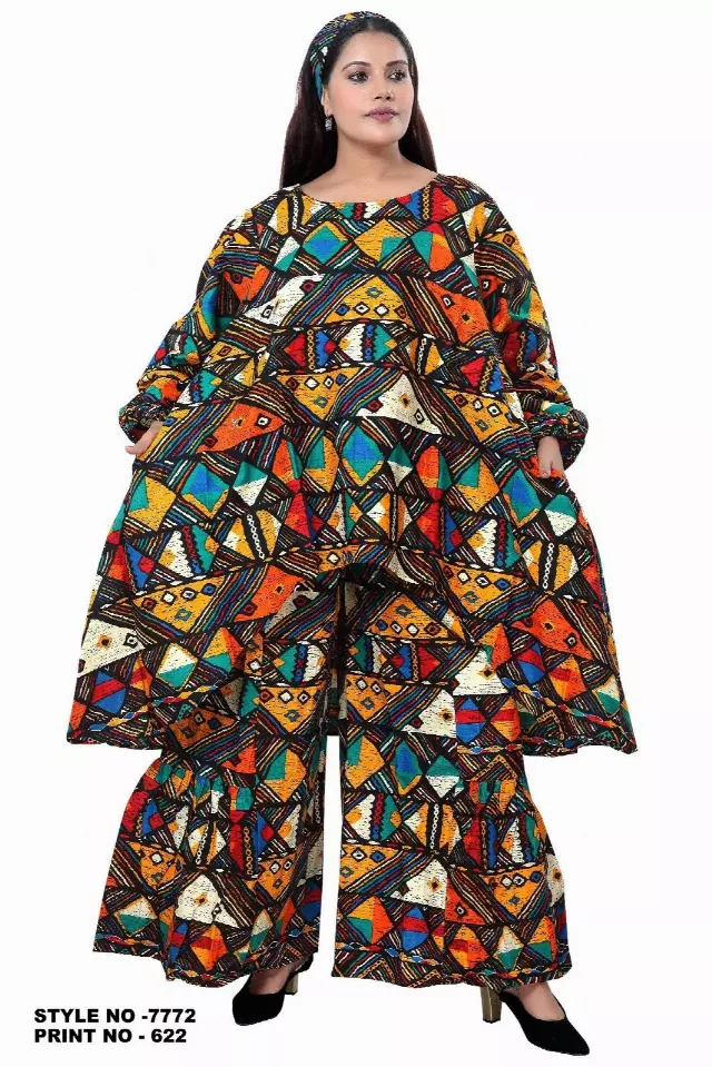 7772LS Authentic African Print 2pc Pant Set (Long Sleeves) - $30.00 Each (3 pcs per pack) — Free Size / Print-622