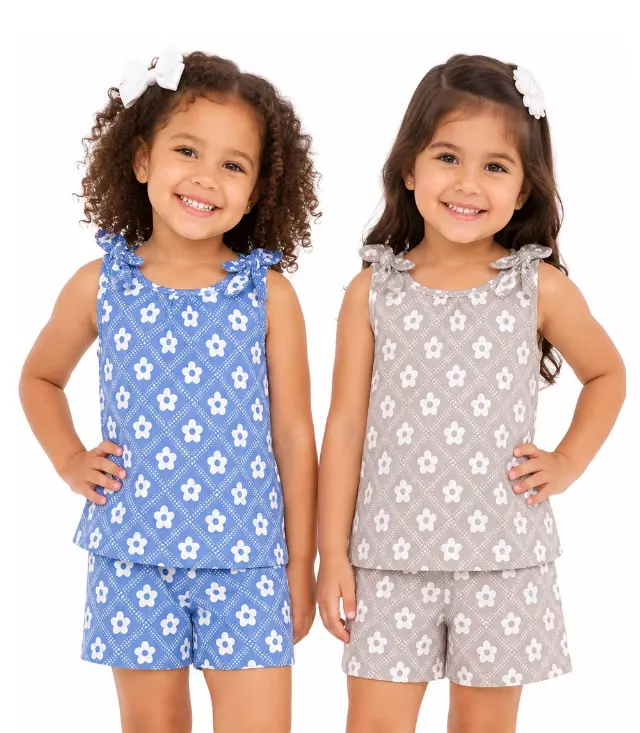 GIRLS PINK Top With Bows On Straps Woven Short Set - 2883202